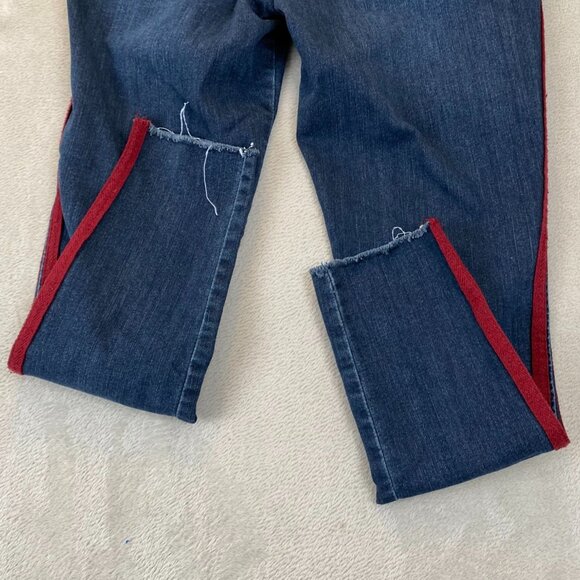 Democracy Women's Jeans Size 6 Ab Technology Skinny Frayed Hem Side Striped Blue - Picture 11 of 13
